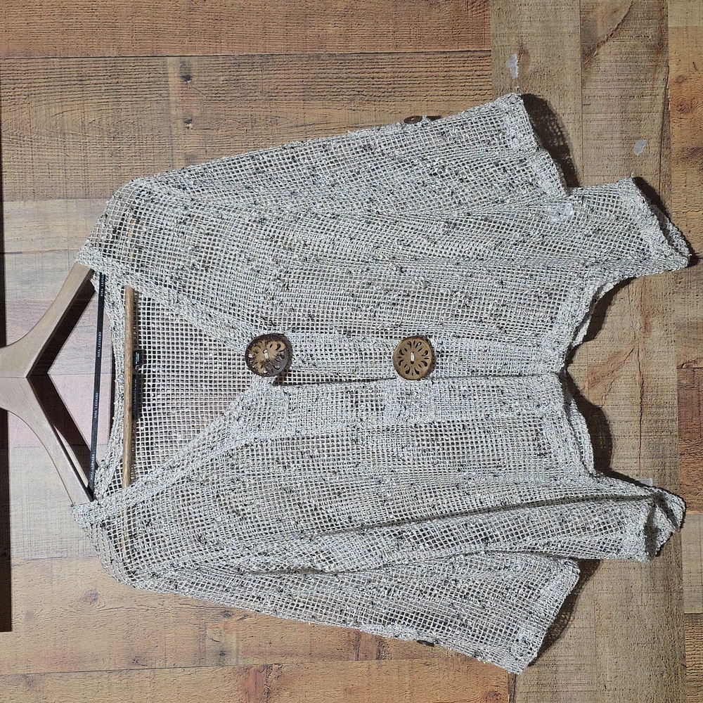 EUC Nina Leonard Beige Cardigan with Wooden Buttons